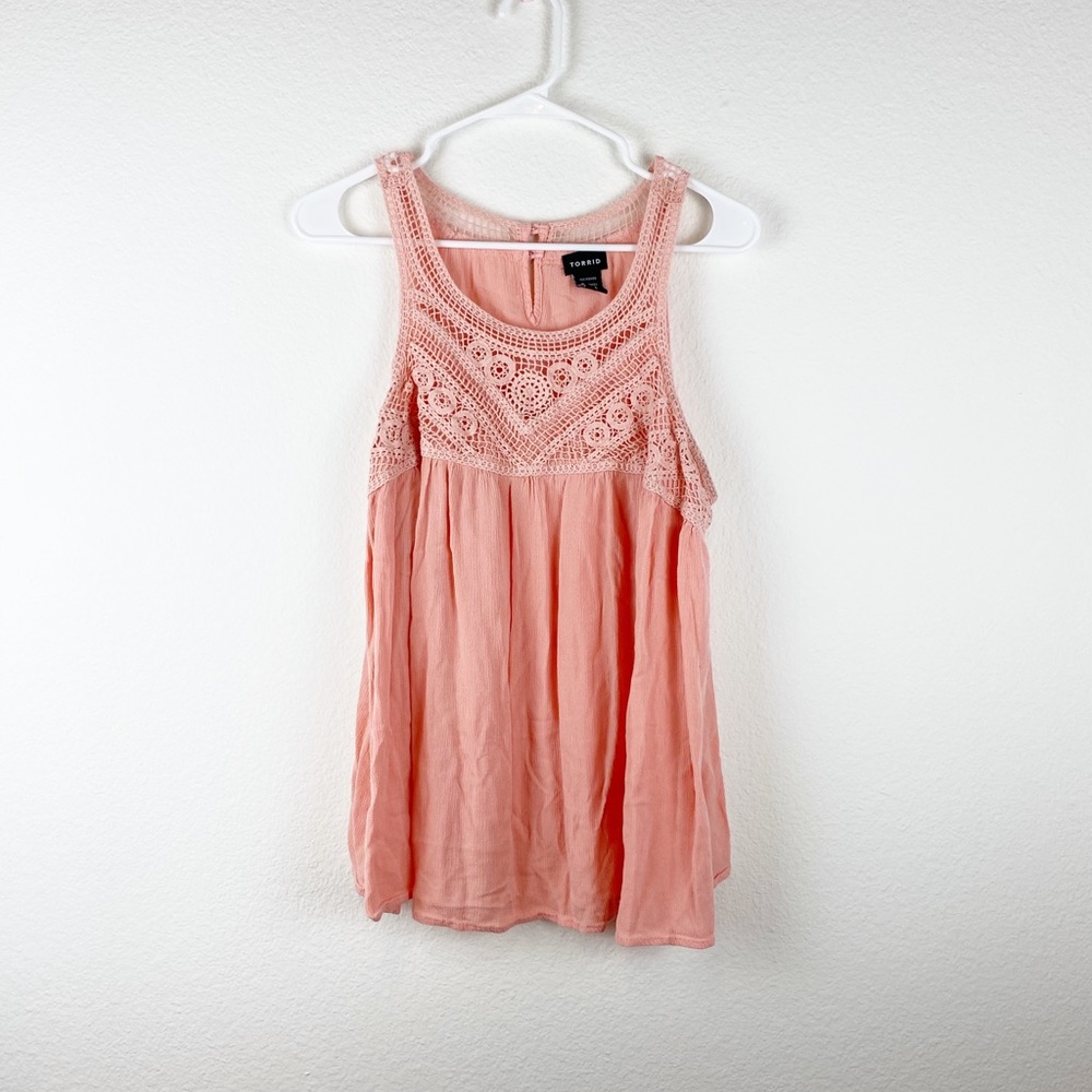TORRID Peach Eyelet Lace Summer Tank Top